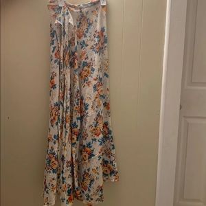 Beige wrap skirt flower design